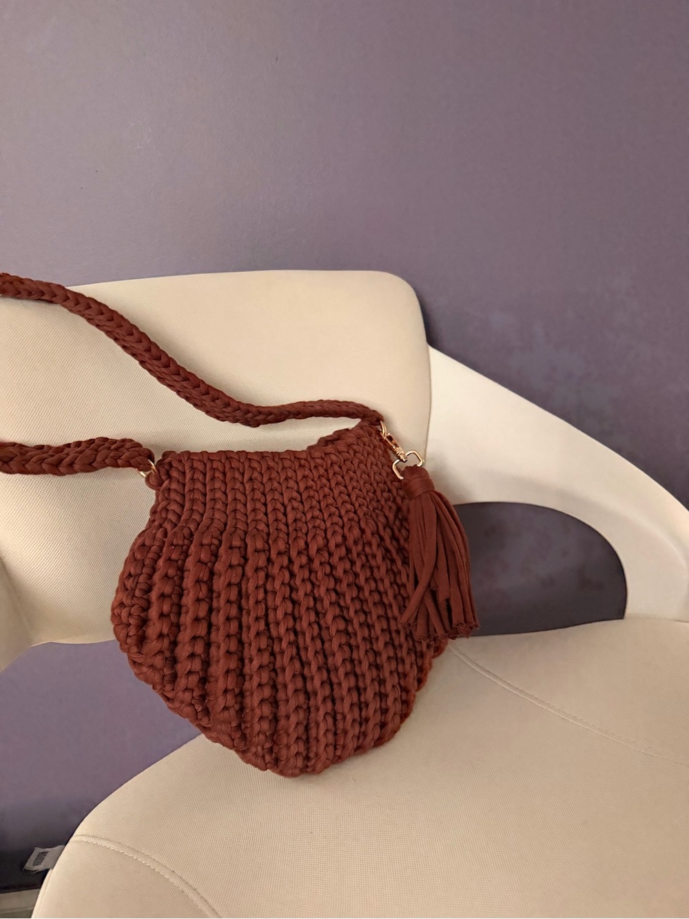 Woven Tassel Crossbody Bag in Rust